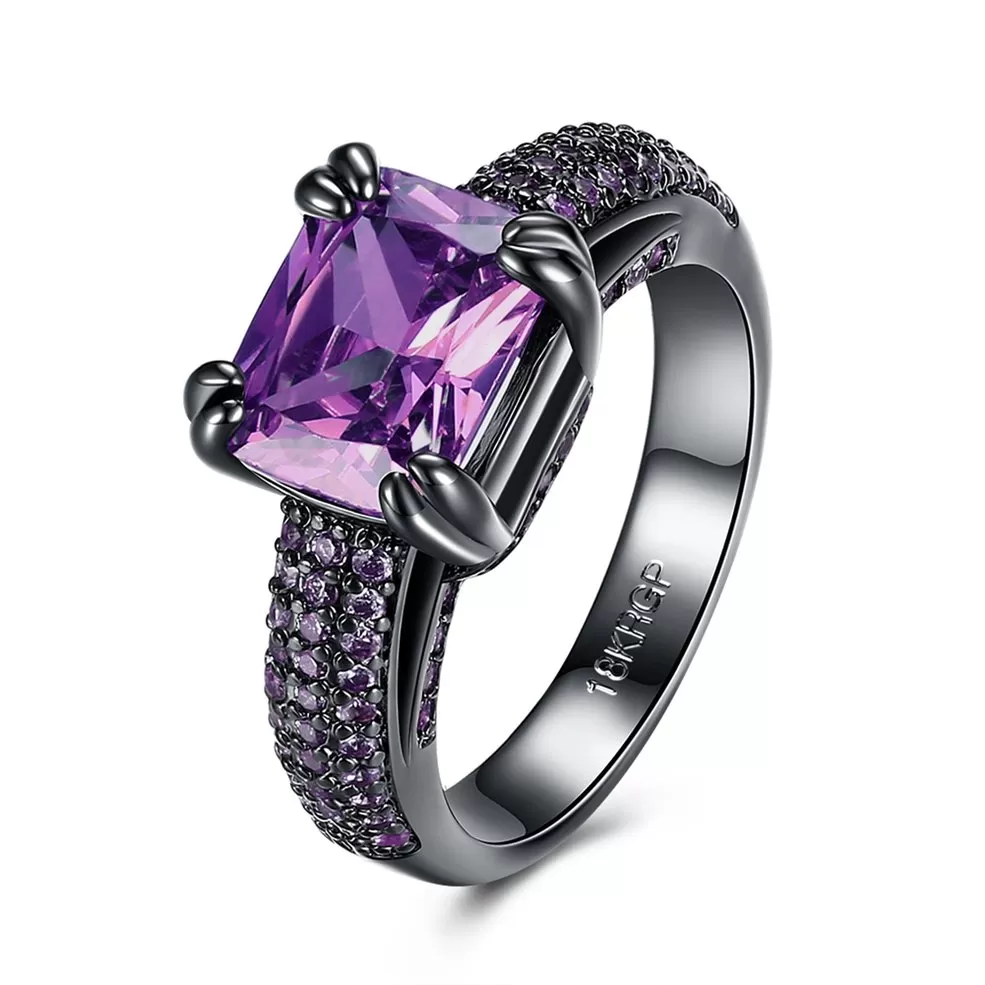 Luxury Black Gold Amethyst Sapphire Ring - image 4
