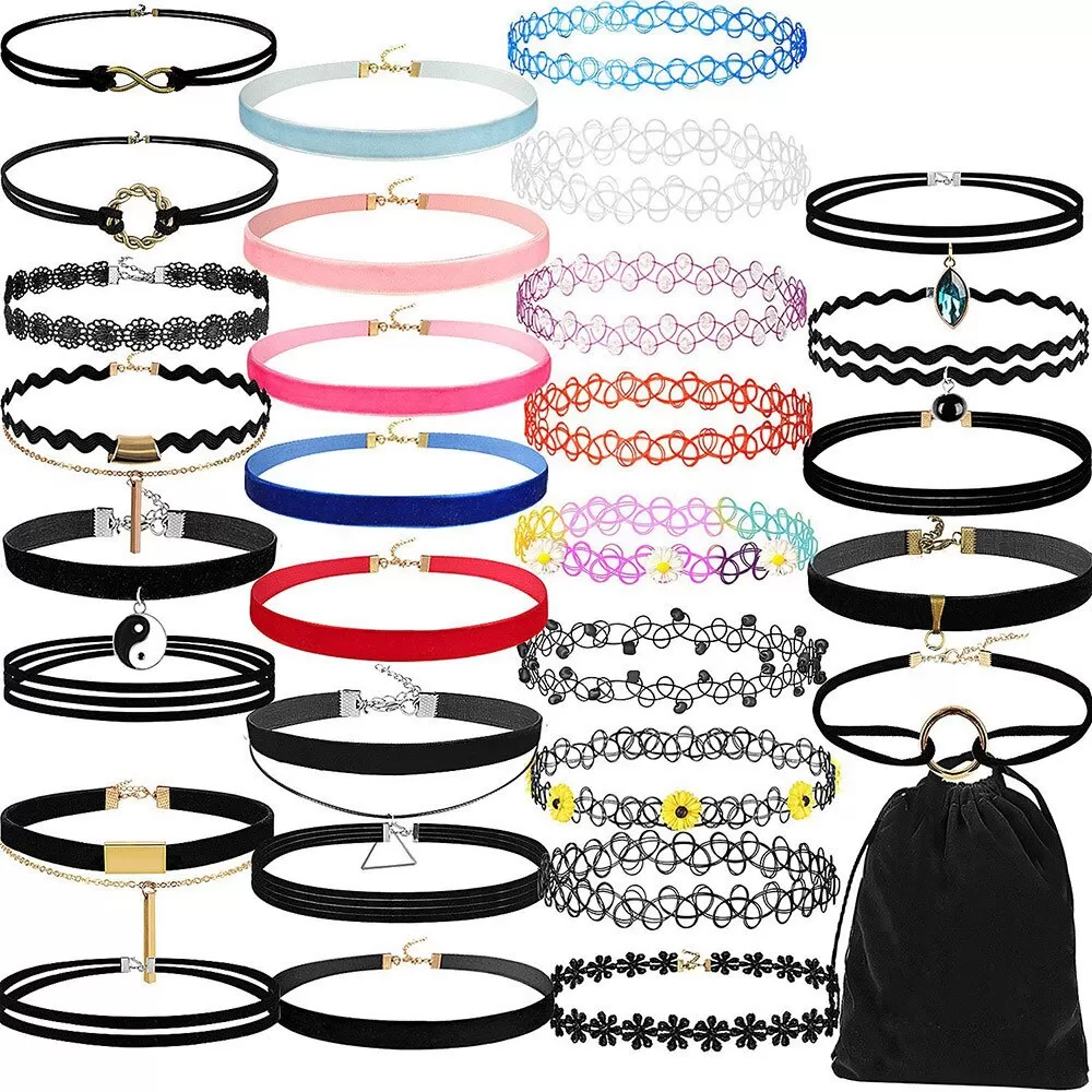 Generic 30PCS Gothic Tattoo Leather Choker Set