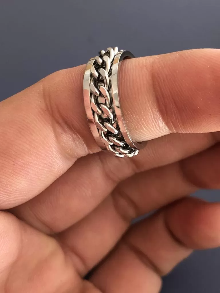 Luxury Spinner Link Chain 316L Surgical Steel Ring - image 4