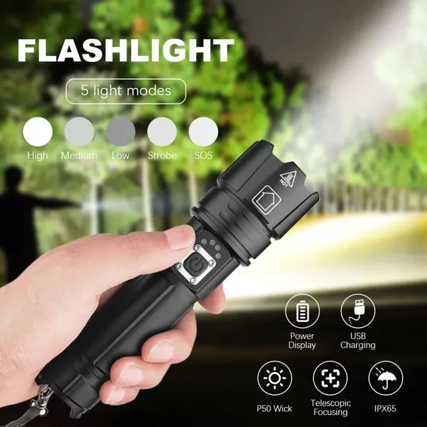 Generic F-P67 XHP70 Bright USB Charging Flashlight - image 2