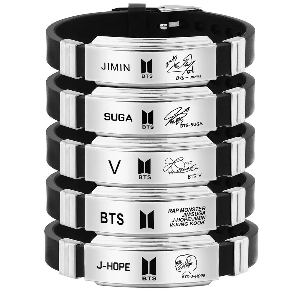 JIMIN South Korea Black Silicone Wristband Bangle Bracelet - image 1