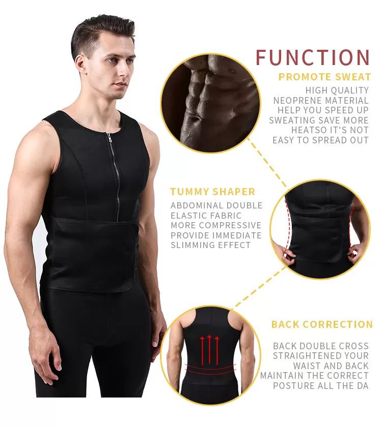 XXL Extra Soft Men Sports Shapewear Zipper Sauna Vest - image 6