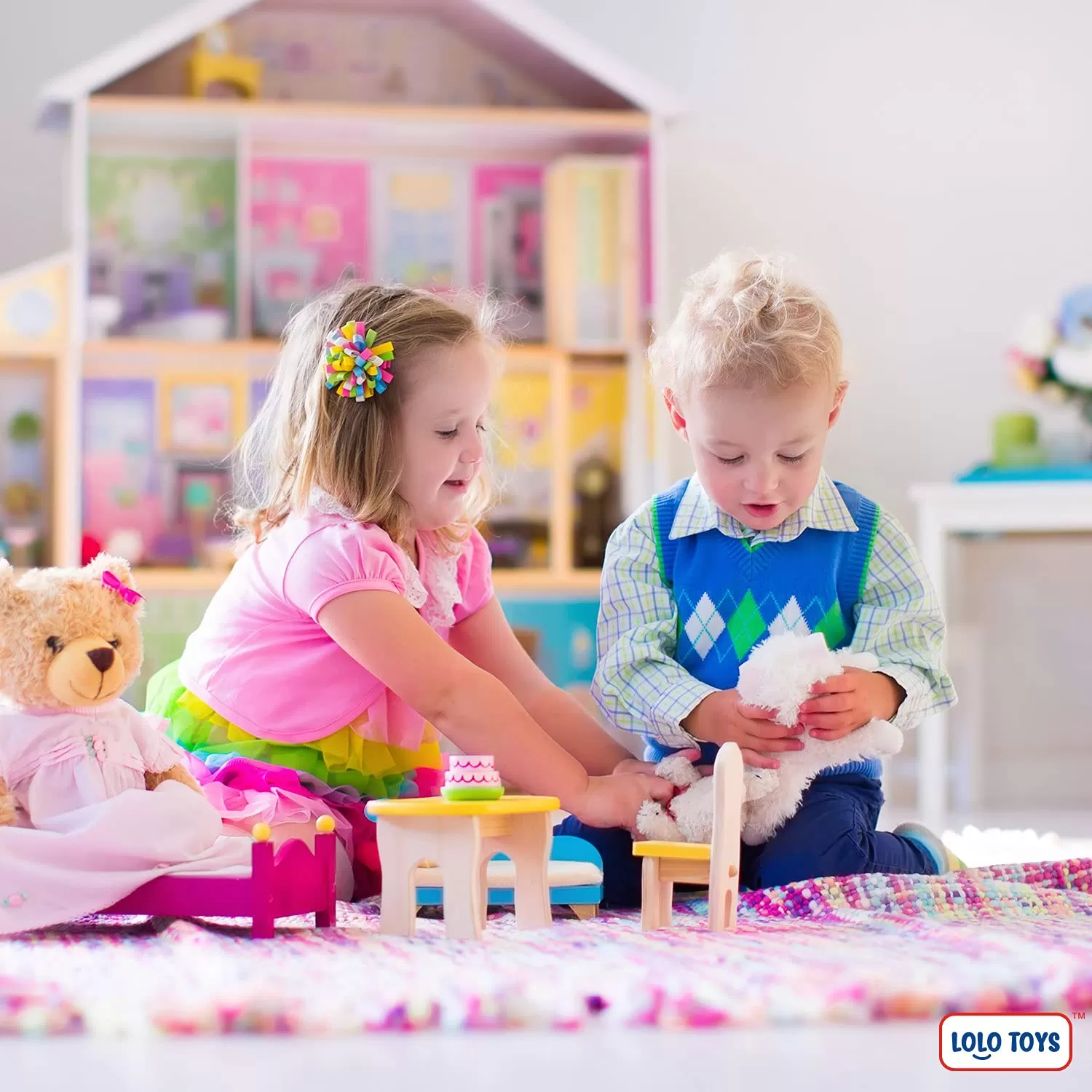 Generic Baby Wooden Dollhouse Furniture Full Set Cute Toy