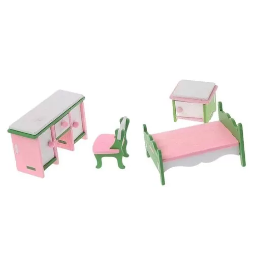 Generic Baby Wooden Dollhouse Furniture Full Set Cute Toy - image 3
