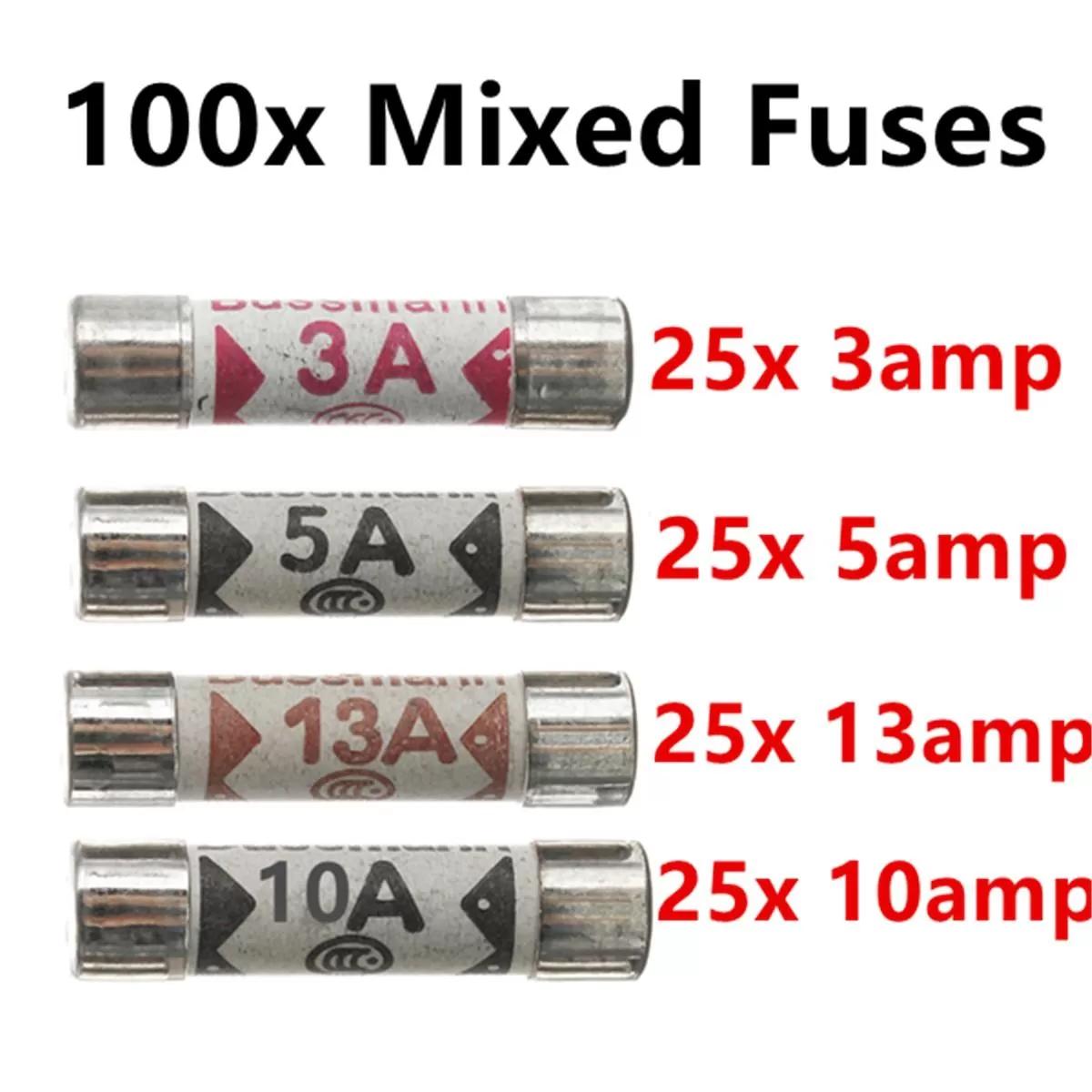 Generic BS1362 6x25mm Mixed Ceramic UK Plug Fuse - image 3