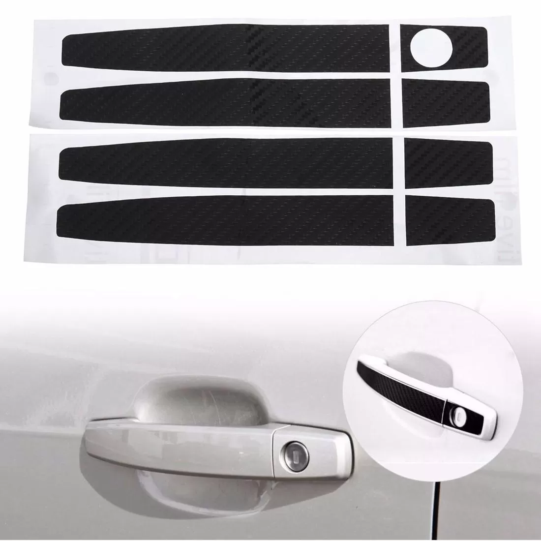 Generic 4pcs Carbon Fiber Car Decal Door Handle Cover