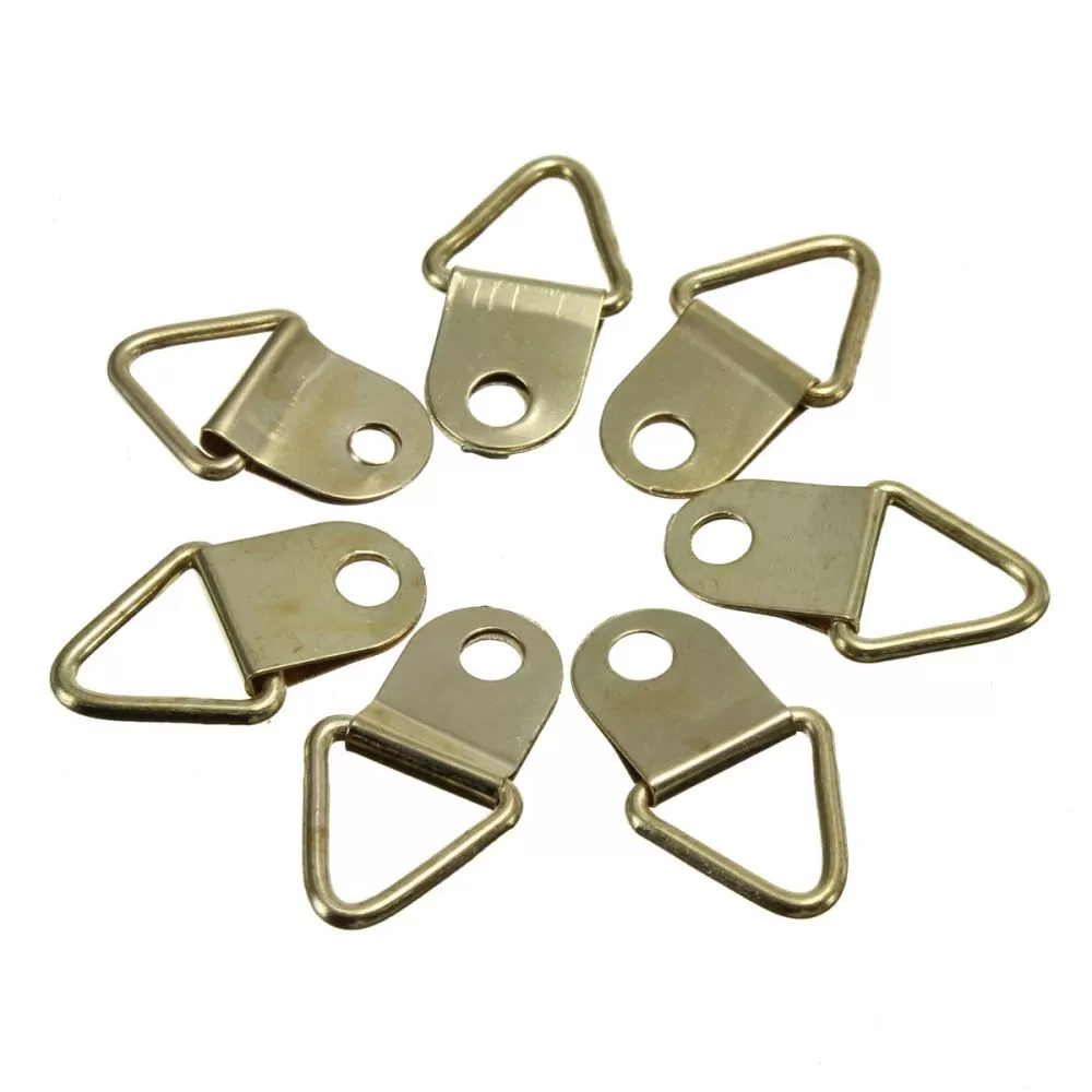 Global Motor 50Pcs Golden Brass Triangle Frame Hook