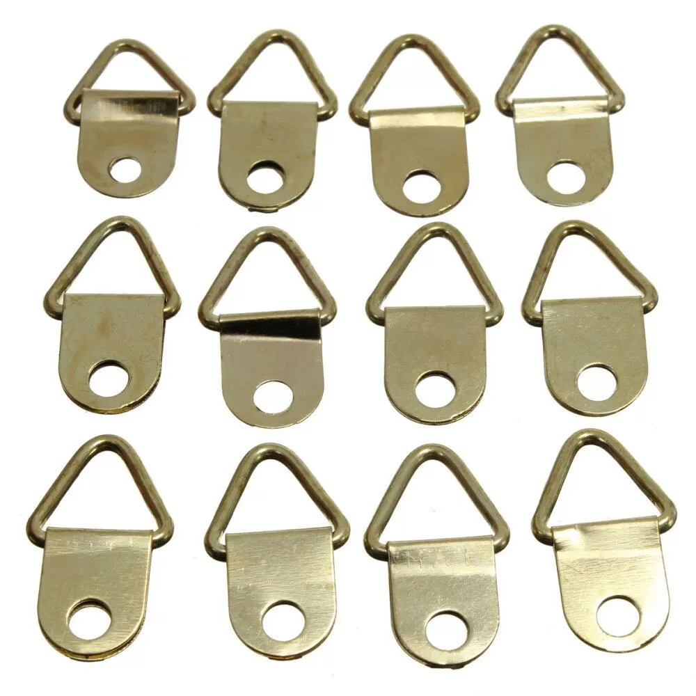 Global Motor 50Pcs Golden Brass Triangle Frame Hook - image 2
