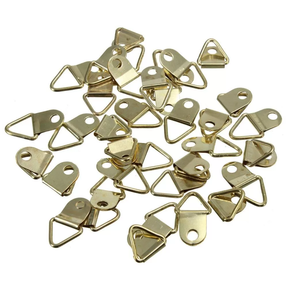 Global Motor 50Pcs Golden Brass Triangle Frame Hook - image 3