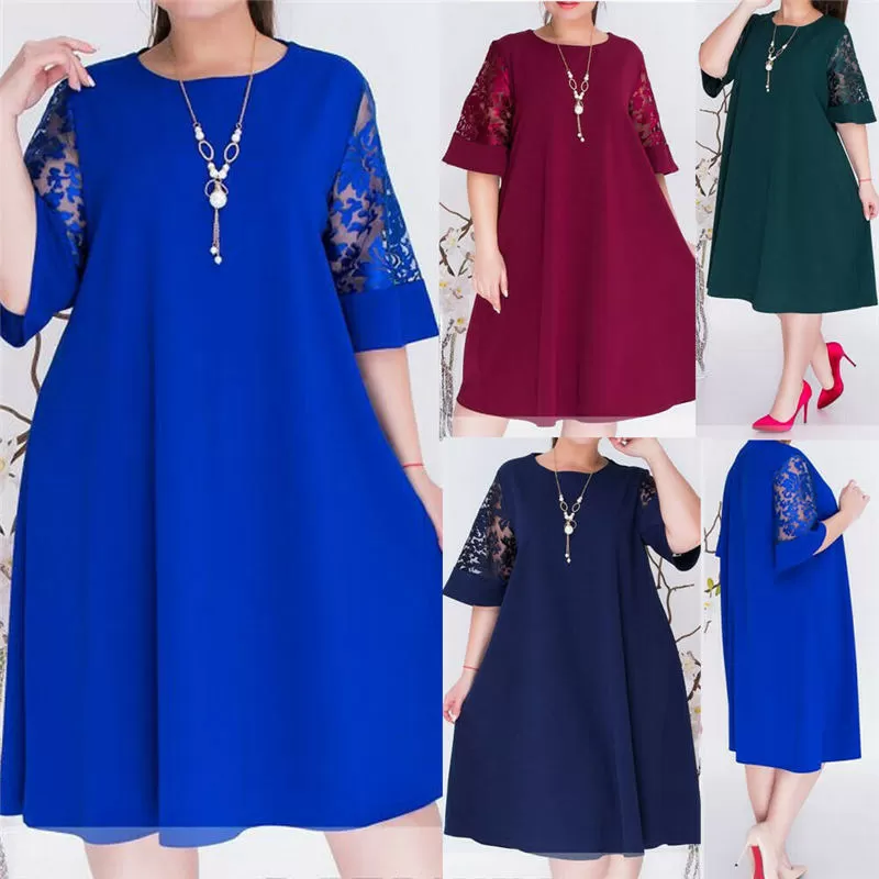 Generic 5XL Dark Blue Womens Plus Size Long T-shirt - image 3