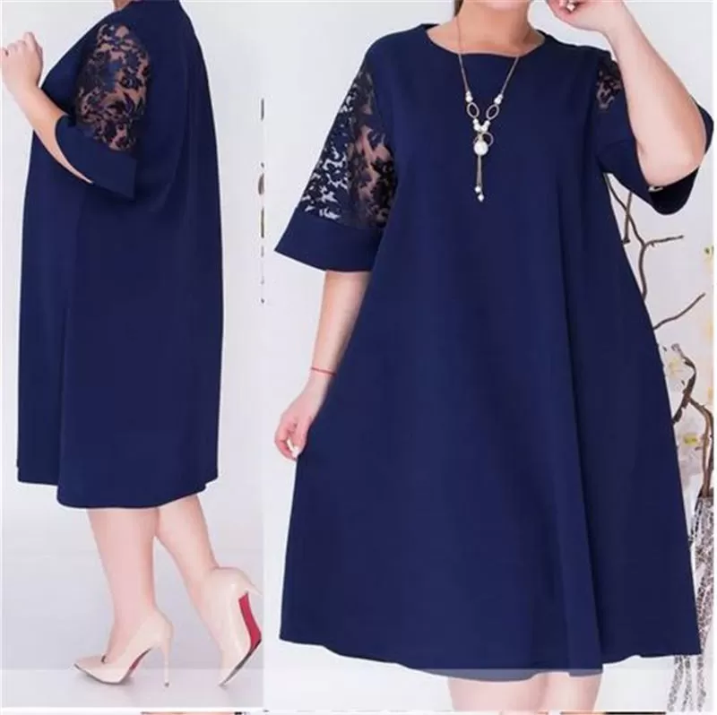 Generic 5XL Dark Blue Womens Plus Size Long T-shirt - image 5