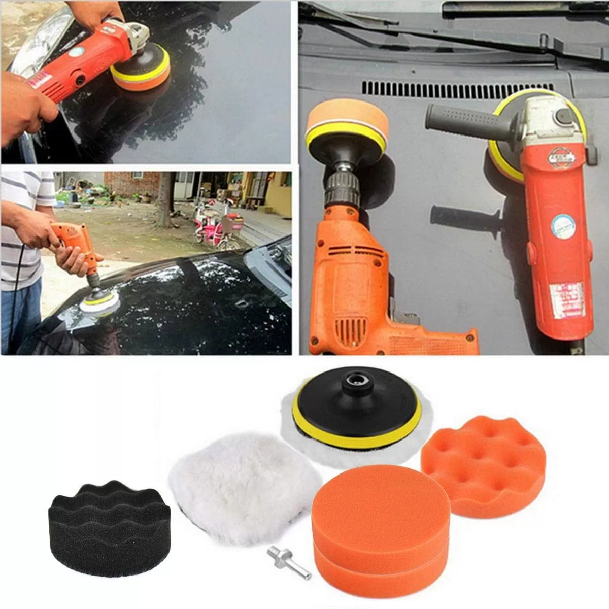6Pcs Vehicle Polisher Buffer Pad Kit Drill Adapter Set - image 5