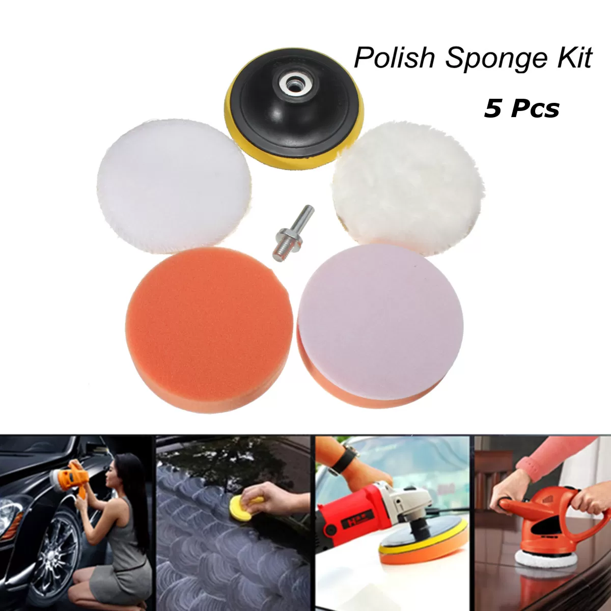 6Pcs Vehicle Polisher Buffer Pad Kit Drill Adapter Set - image 7