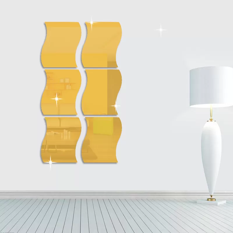 Generic 6pcs Wave Mirror Stickers 3D Adhesive - image 3