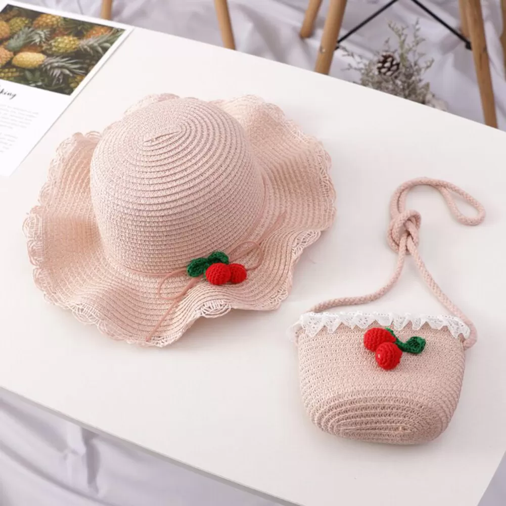 Generic Children Baby Straw Hat Strawberry UV Protection - image 3