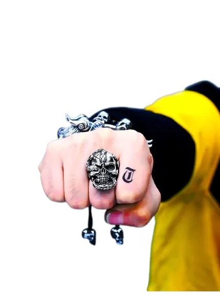 Devil Beier 316L Stainless Steel Skull Mens Rings Death Sna