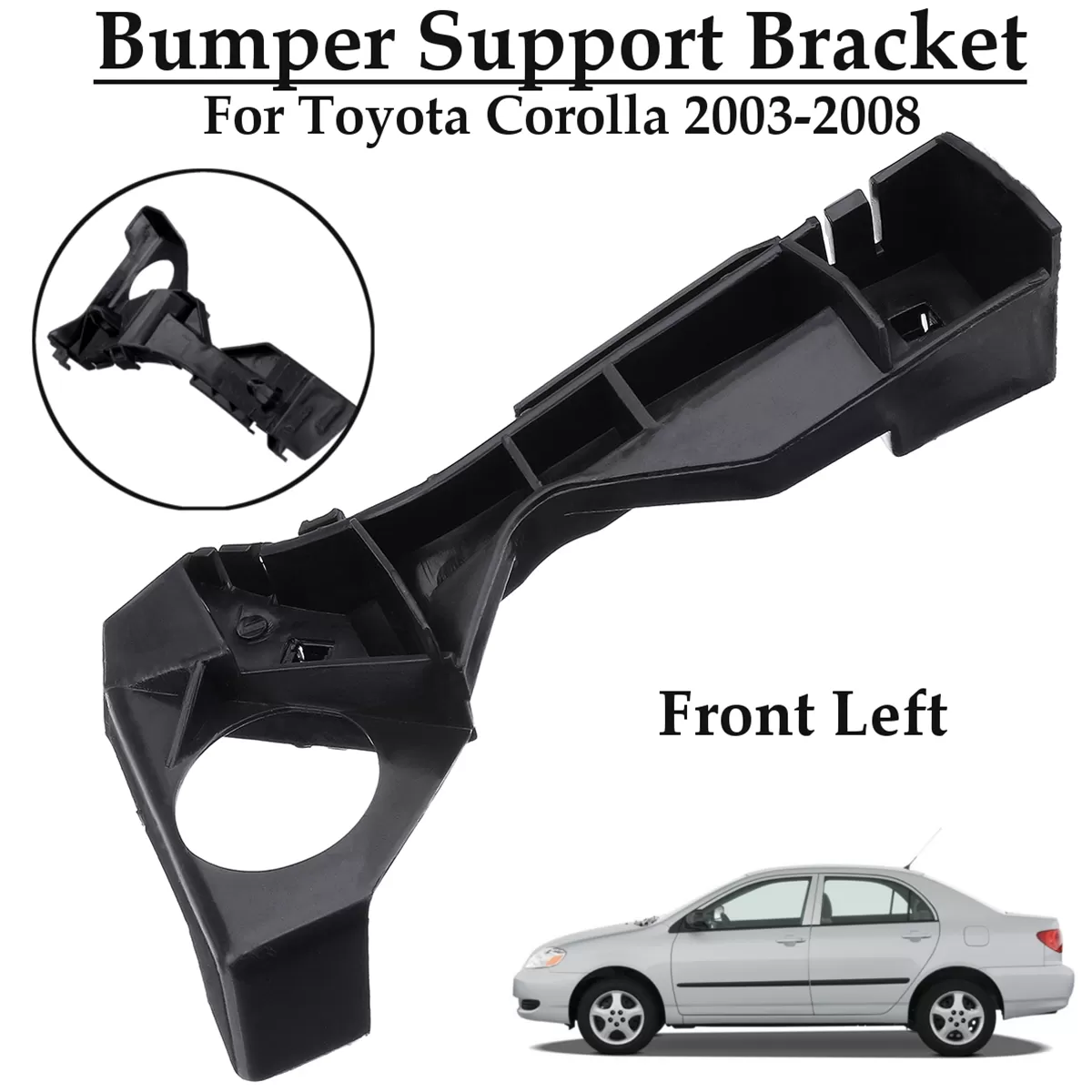 Toyota Corolla Front Left Bumper Spacer Bracket Black - image 2