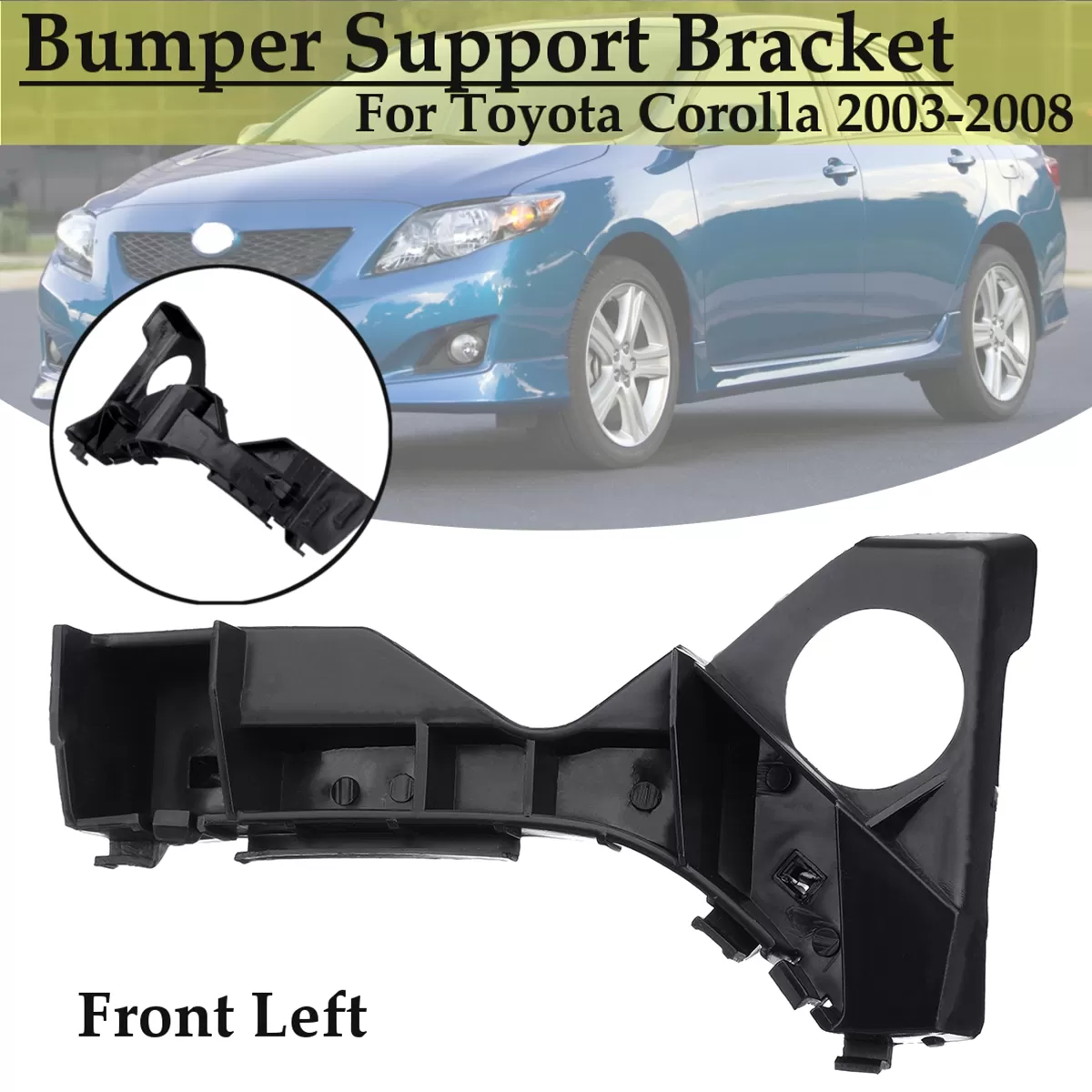 Toyota Corolla Front Left Bumper Spacer Bracket Black - image 3
