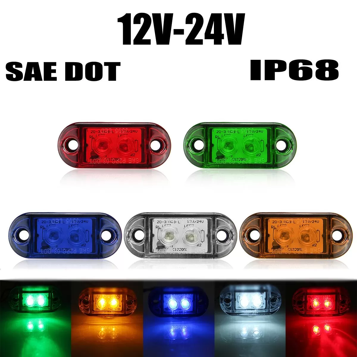 Generic Green 12V-24V LED Side Marker Lamp