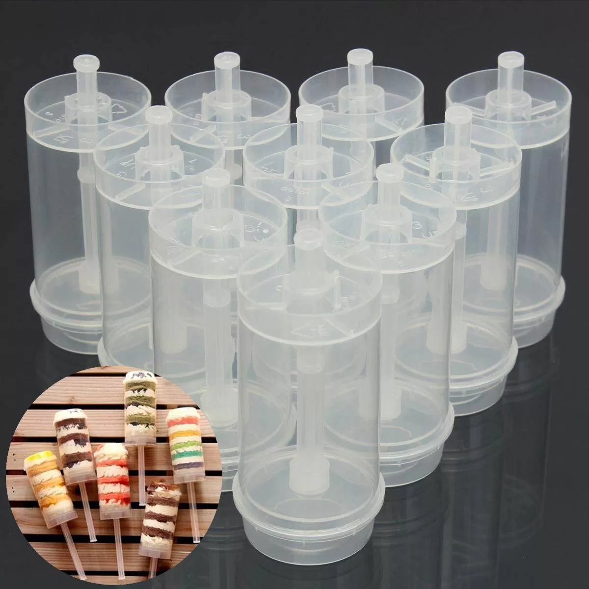 Generic 10X Plastic Push Up Cake Containers with Lids - image 5
