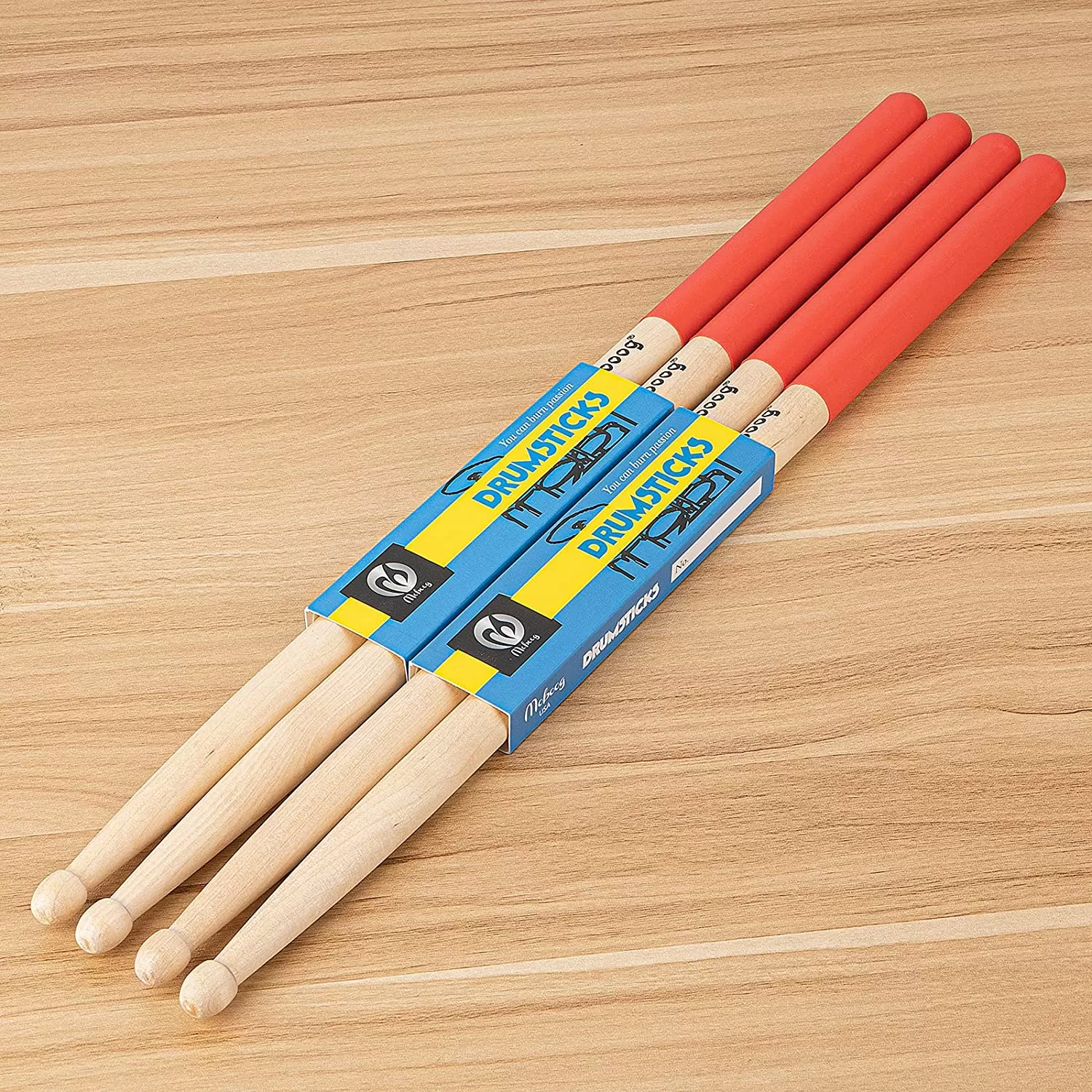 Moboog 5a Drumsticks with Yellow Safe Grip