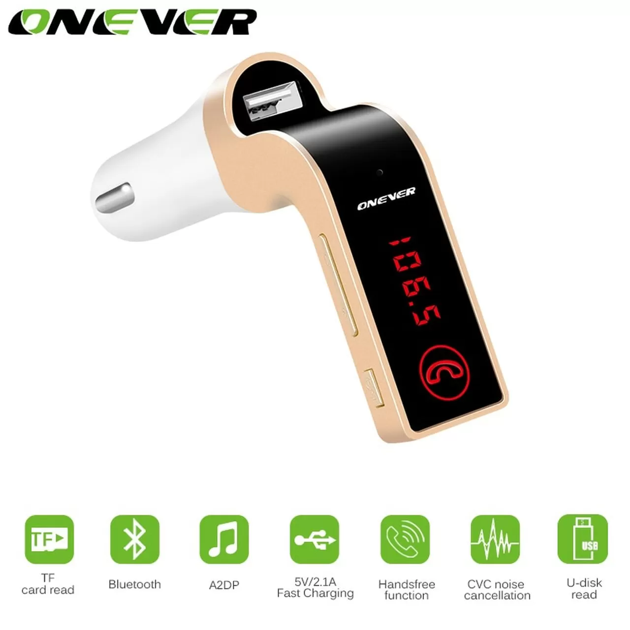 Onever Car MP3 Player 4-In-1 Bluetooth FM Transmitter - image 2