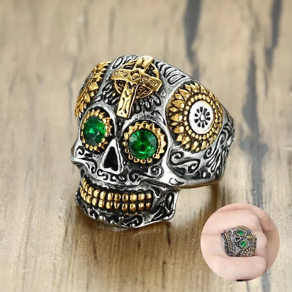 Generic J13 Vintage Lucky Devil Silver Skeleton Metal Earth Stone