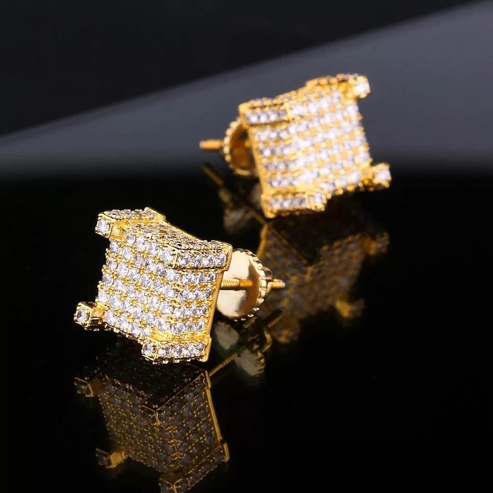 JINAO 18K Gold New Fashion Iced Out Bling Stud Earrings - image 3