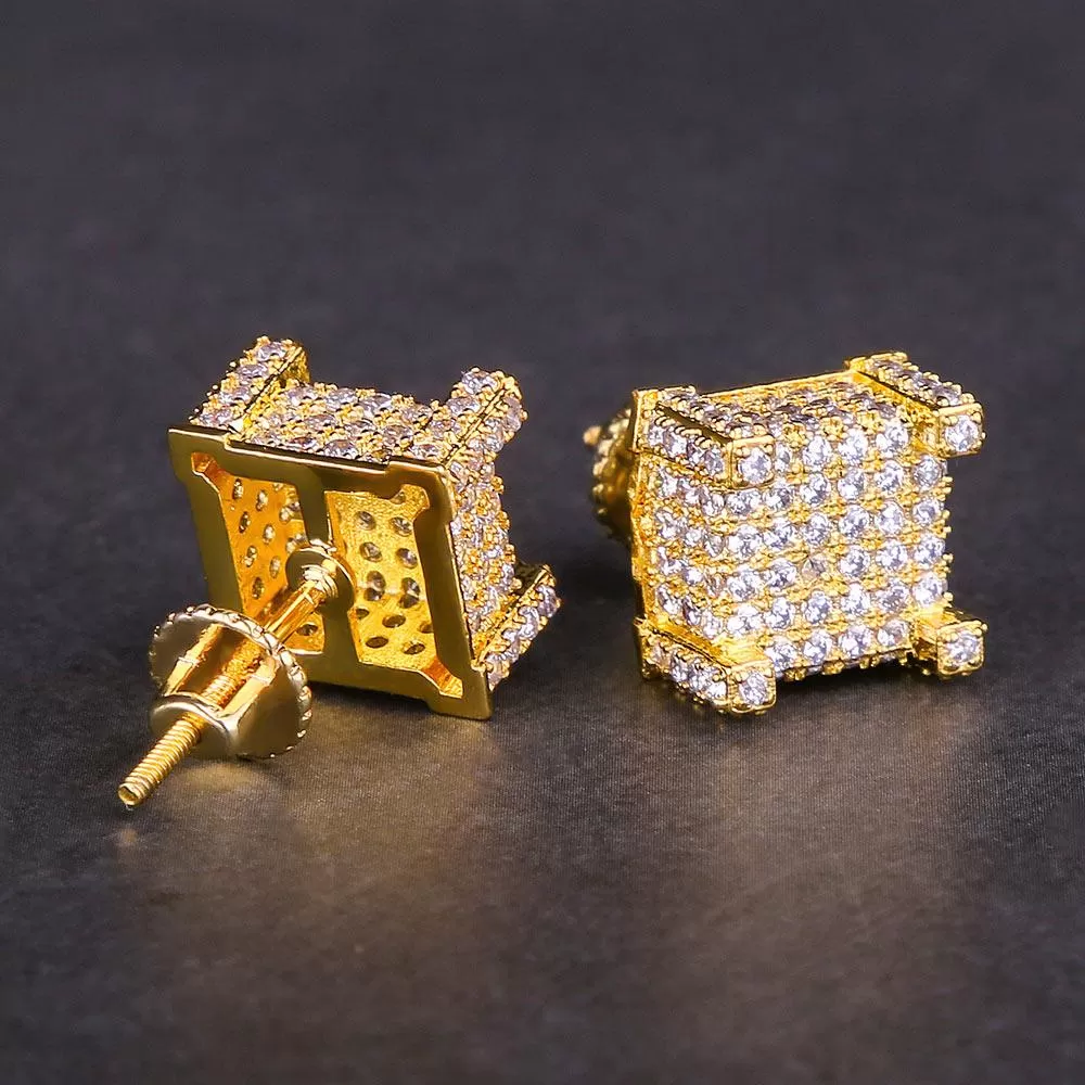 JINAO 18K Gold New Fashion Iced Out Bling Stud Earrings - image 4