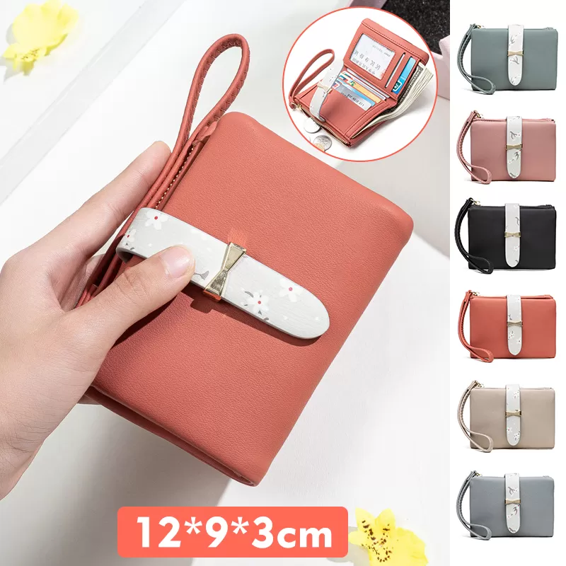 Korean Woman Travel Wallet Beige Leather Purse - image 3