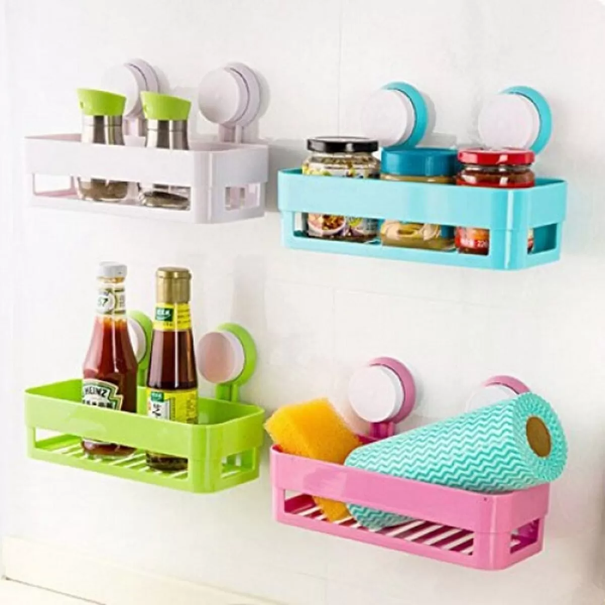 Generic Bathroom Shelf Rectangle Pink Storage Wall Holder