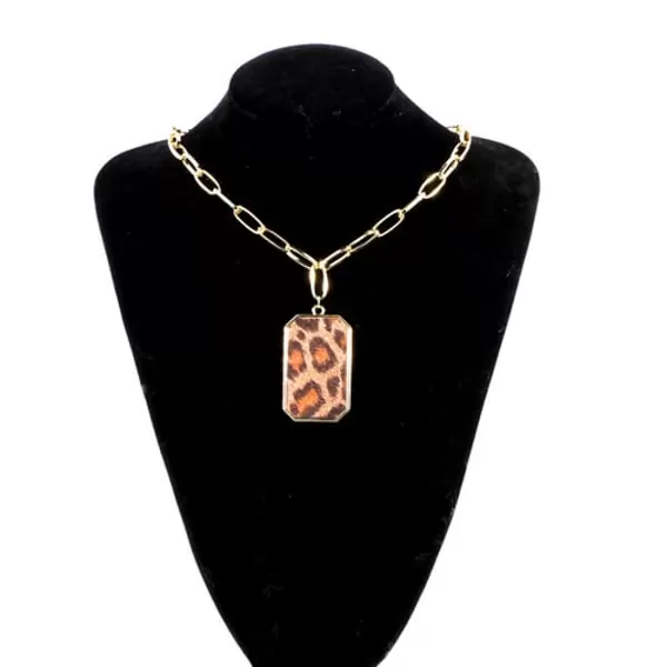 AYYUFE Women Leopard Print Square Pendant Necklace - image 2