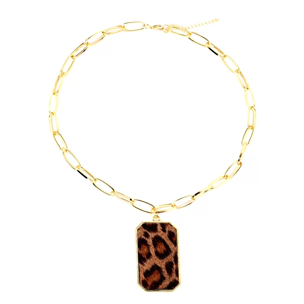 AYYUFE Women Leopard Print Square Pendant Necklace - image 5