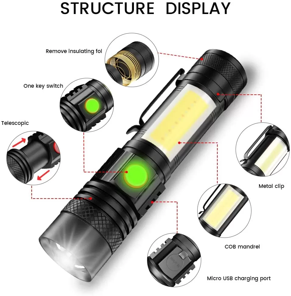 Generic Mini USB Flashlight Rechargeable COB LED - image 5
