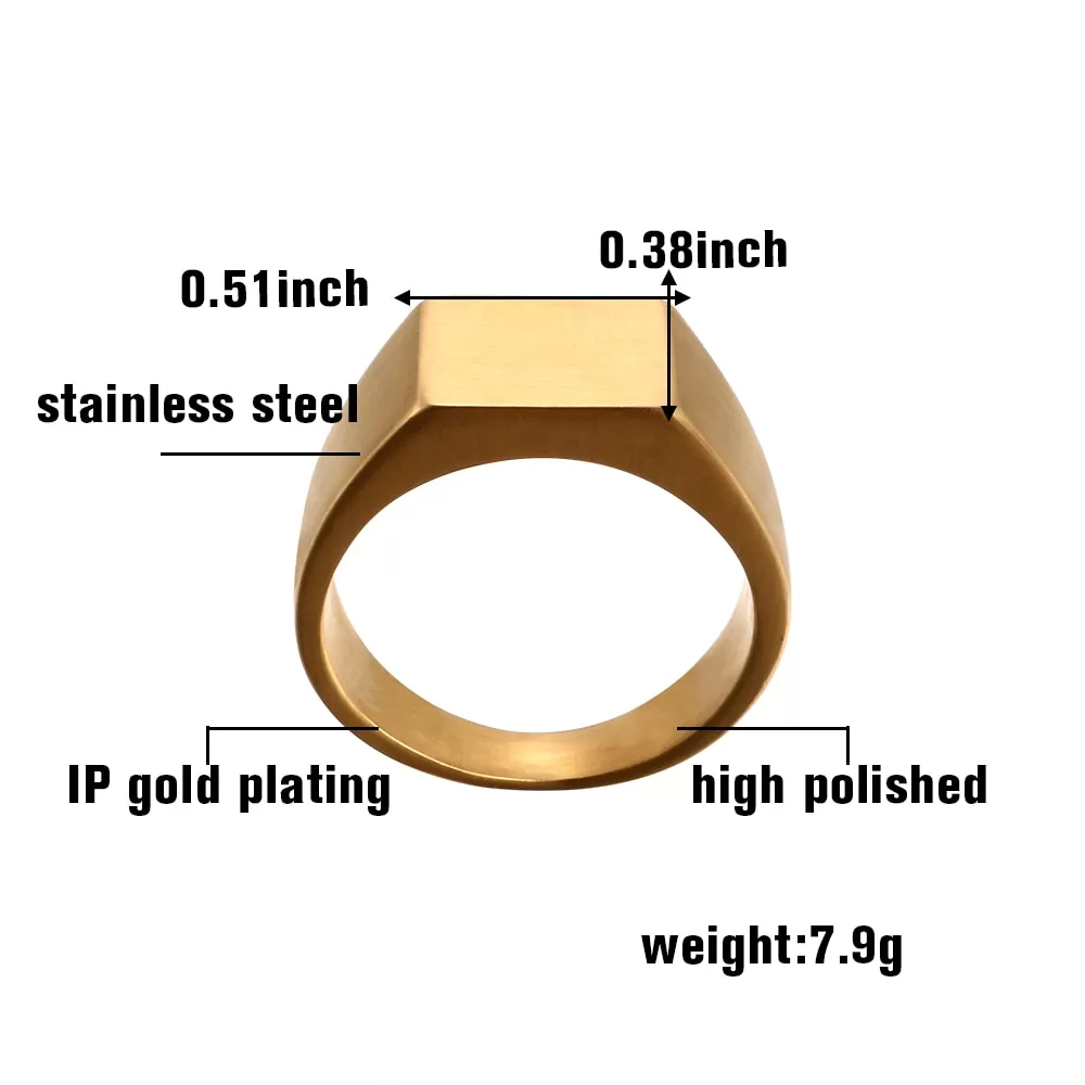 Natural Gold Plated Vintage Signet Ring Titanium - image 3
