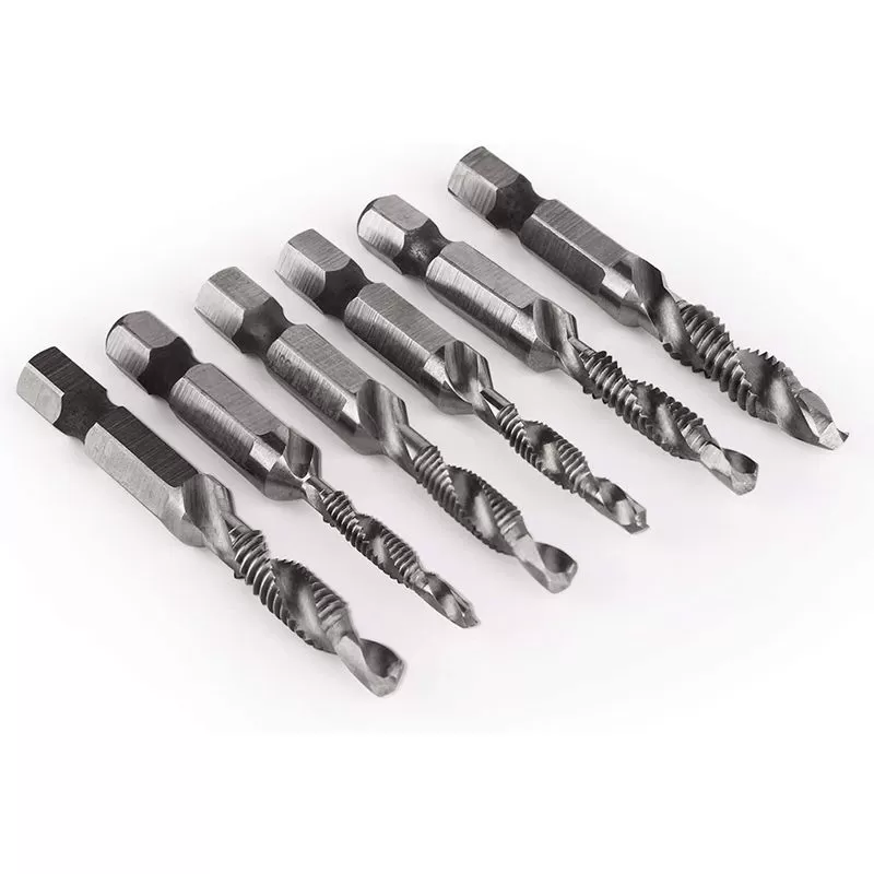 Tecno 6Pcs Drill Tap Set Hex Shank SAE Combination HSS