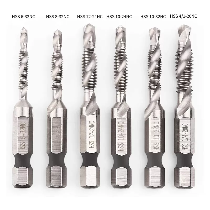 Tecno 6Pcs Drill Tap Set Hex Shank SAE Combination HSS - image 3