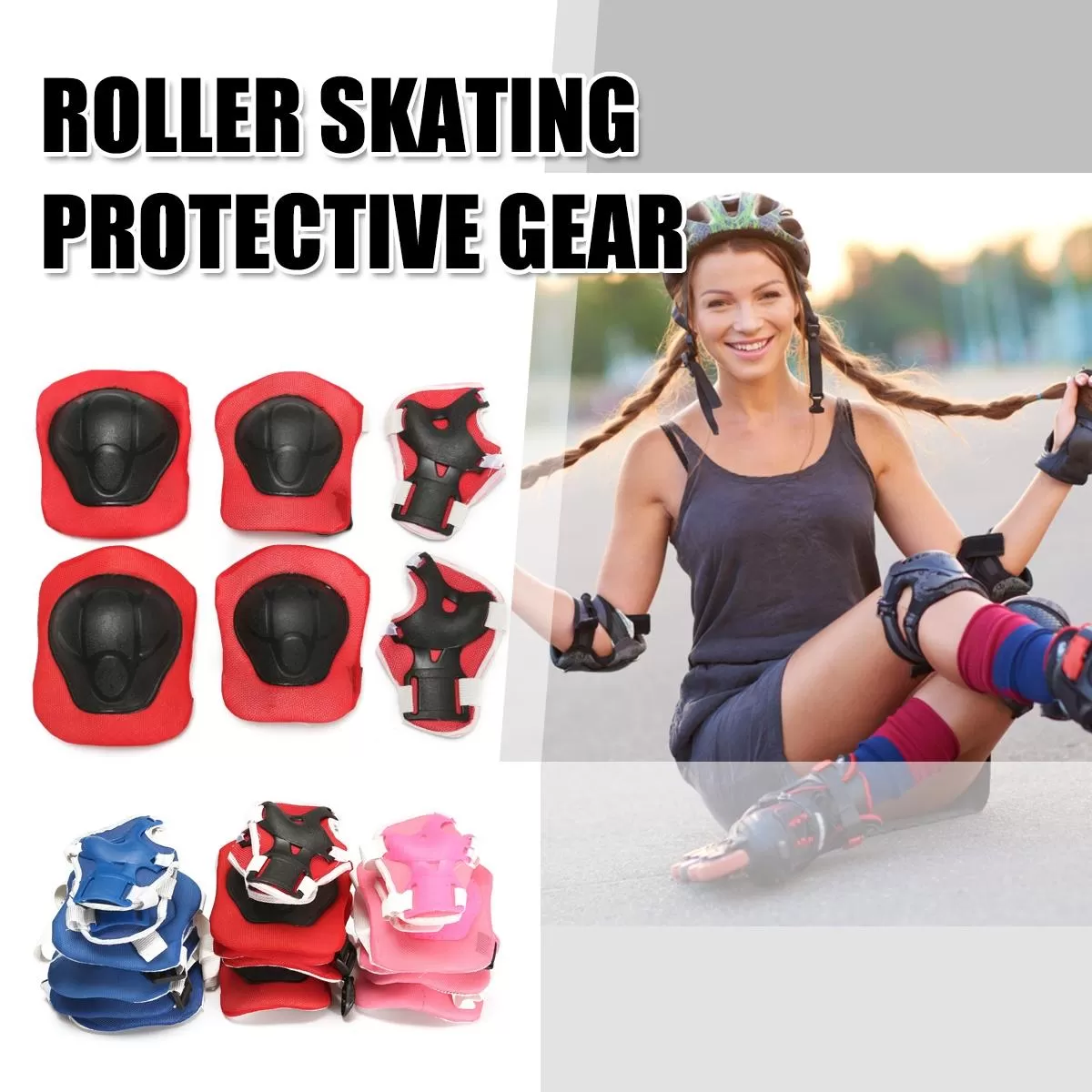 Generic 6Pcs Pink Kids Elbow Knee Wrist Guard Set