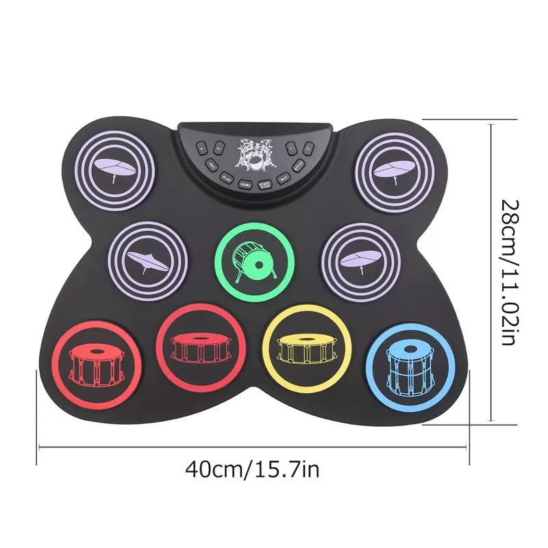 Portable USB Electronic Drum Set 9 Silicon Pads - image 6
