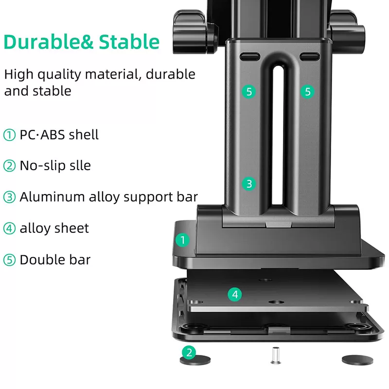 Luxury Dual Pole Foldable Tablet Stand Adjustable Silver - image 6
