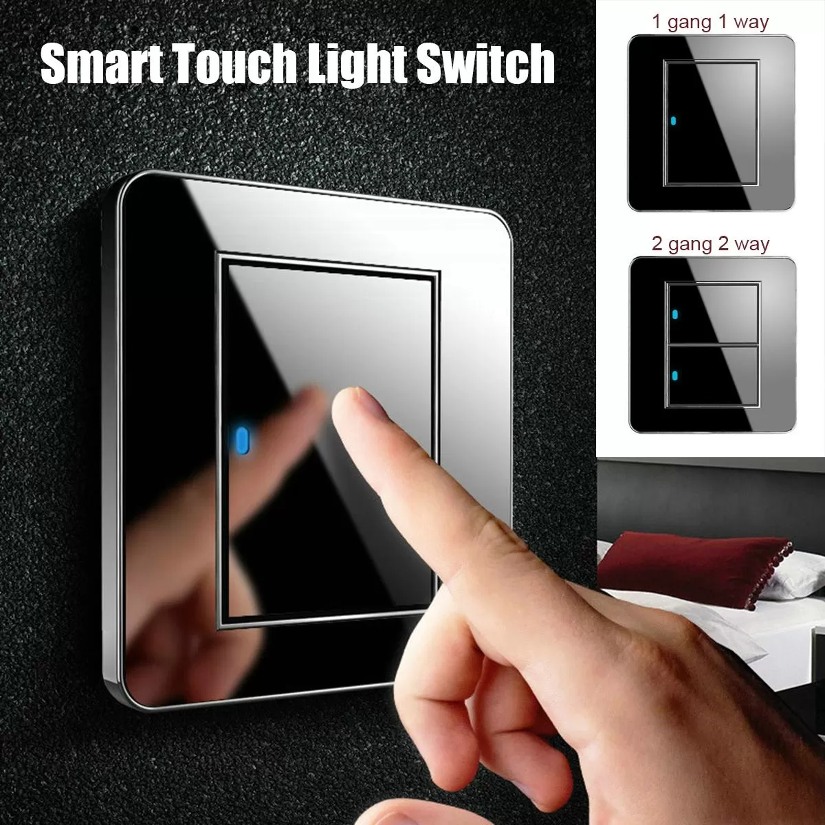 Tecno Smart Touch Light Switch Panel 2Gang 2way LED Indicator
