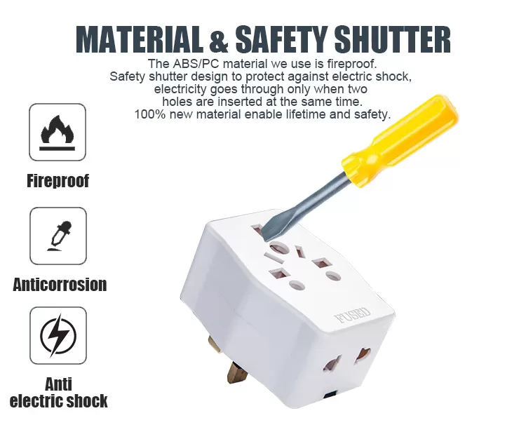 Generic 3Pc UK Travel 5/13 AMP Multi Plug Socket Adapter - image 2