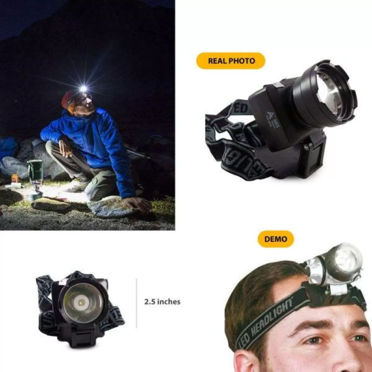 Generic LED Head Torch - Night Working Touch Waterproof - image 4