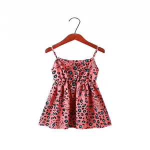 Little Girls Cotton Dress Sleeveless Orange Cat 55cm