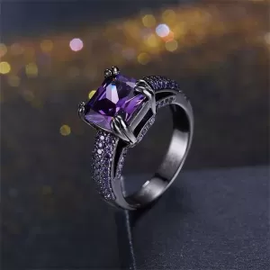 Luxury Black Gold Amethyst Sapphire Ring