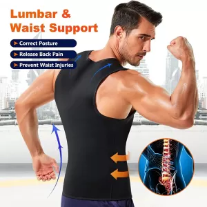 XXL Extra Soft Men Sports Shapewear Zipper Sauna Vest