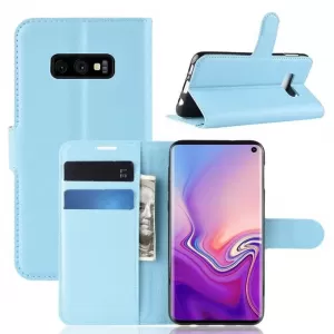 Samsung S10 Plus Light Blue Leather Wallet Flip Cover
