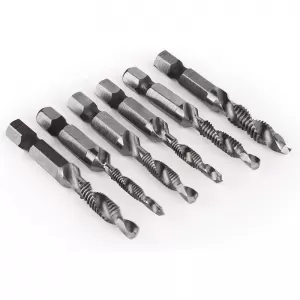 Tecno 6Pcs Drill Tap Set Hex Shank SAE Combination HSS