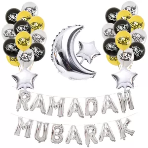 Generic Silver Foil Balloons Eid Mubarak Party Decor