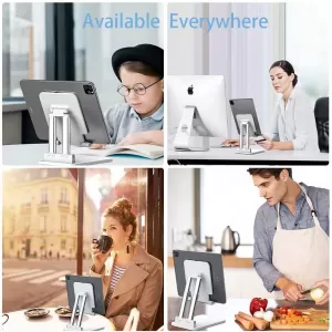 Luxury Dual Pole Foldable Tablet Stand Adjustable Silver